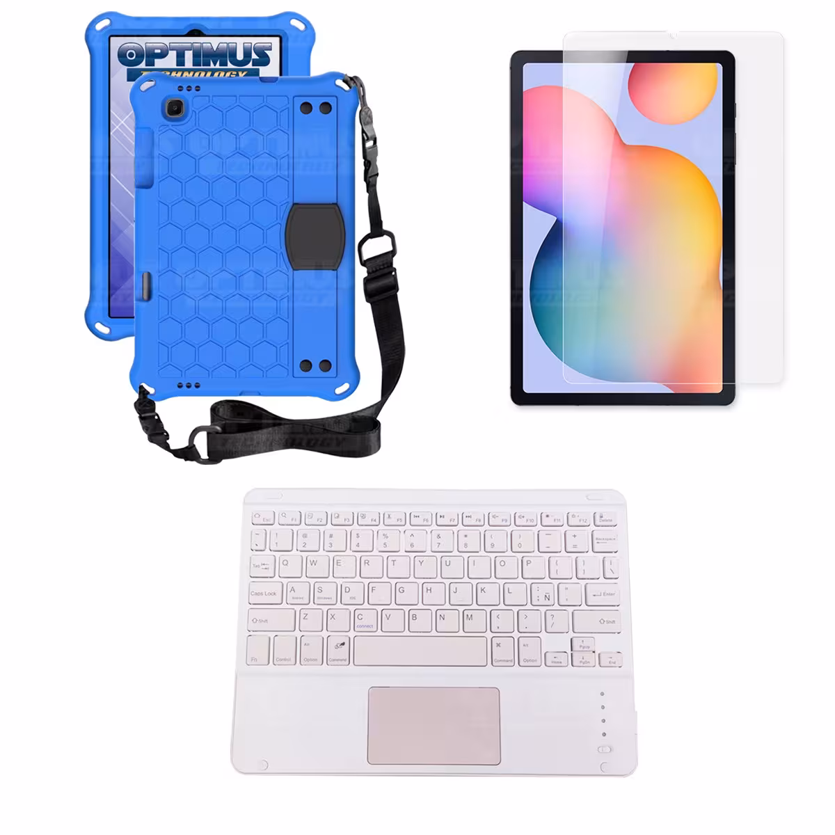 Kit Vidrio templado + Case Protector con correa + Teclado Touchpad Bluetooth Tablet Samsung Galaxy Tab S6 Lite 10.4 2022 P619