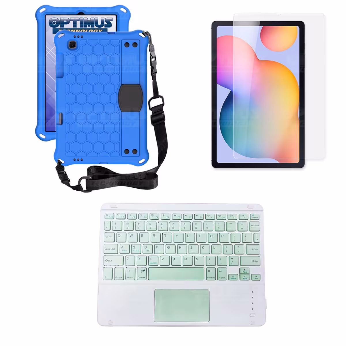 Kit Vidrio templado + Case Protector con correa + Teclado Touchpad Bluetooth Tablet Samsung Galaxy Tab S6 Lite 10.4 2022 P619