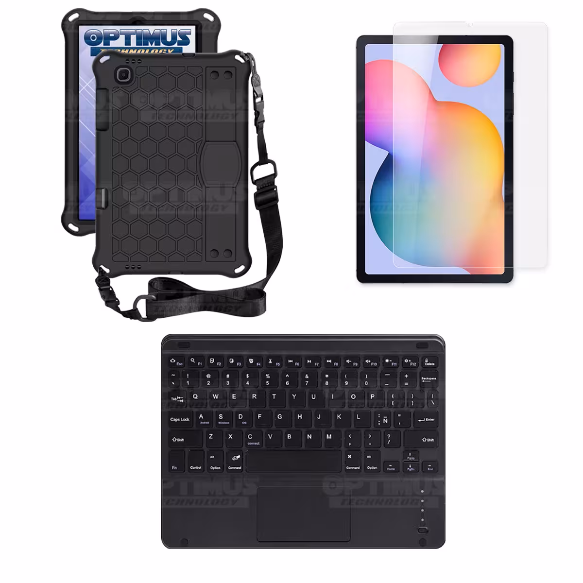 Kit Vidrio templado + Case Protector con correa + Teclado Touchpad Bluetooth Tablet Samsung Galaxy Tab S6 Lite 10.4 2022 P619