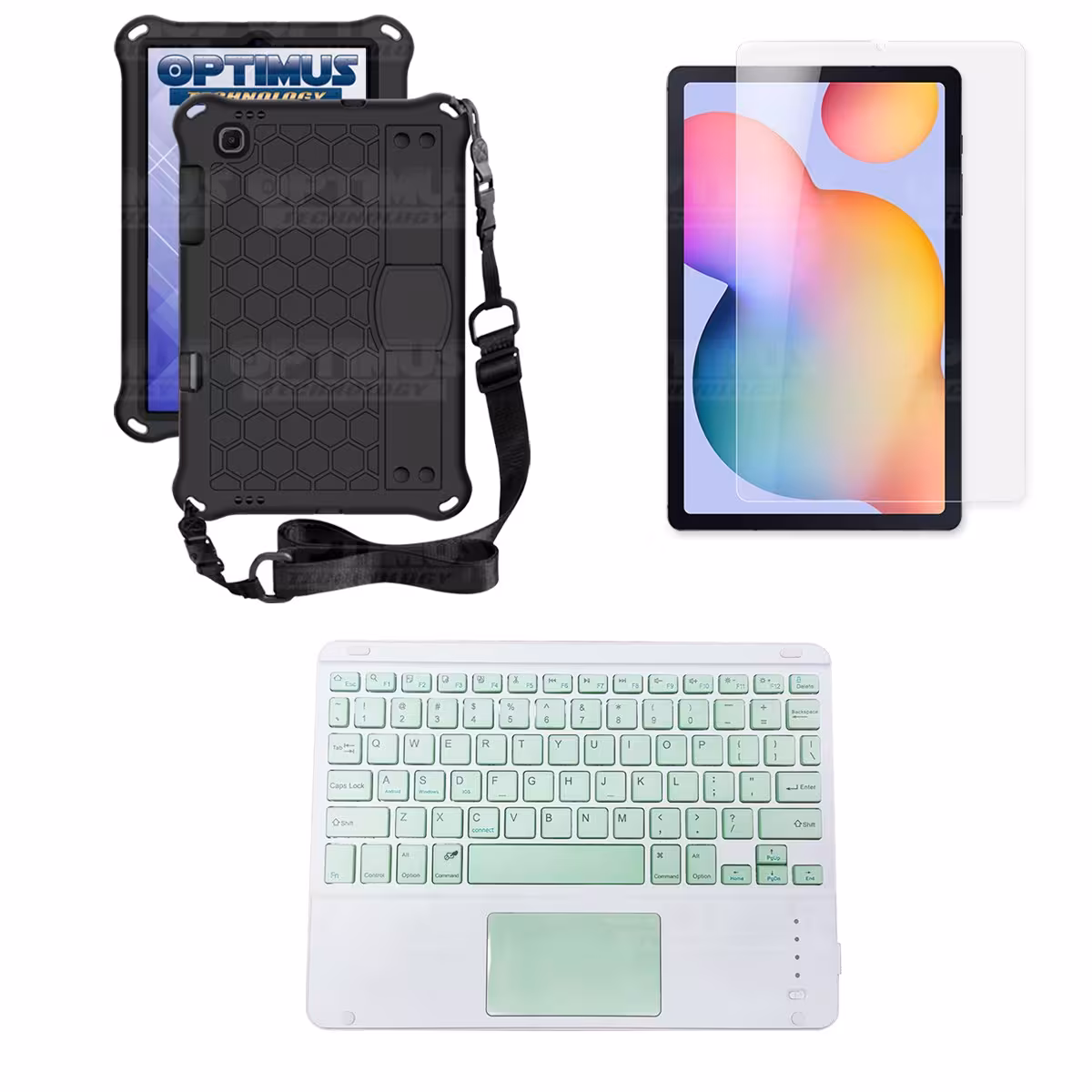 Kit Vidrio templado + Case Protector con correa + Teclado Touchpad Bluetooth Tablet Samsung Galaxy Tab S6 Lite 10.4 2022 P619
