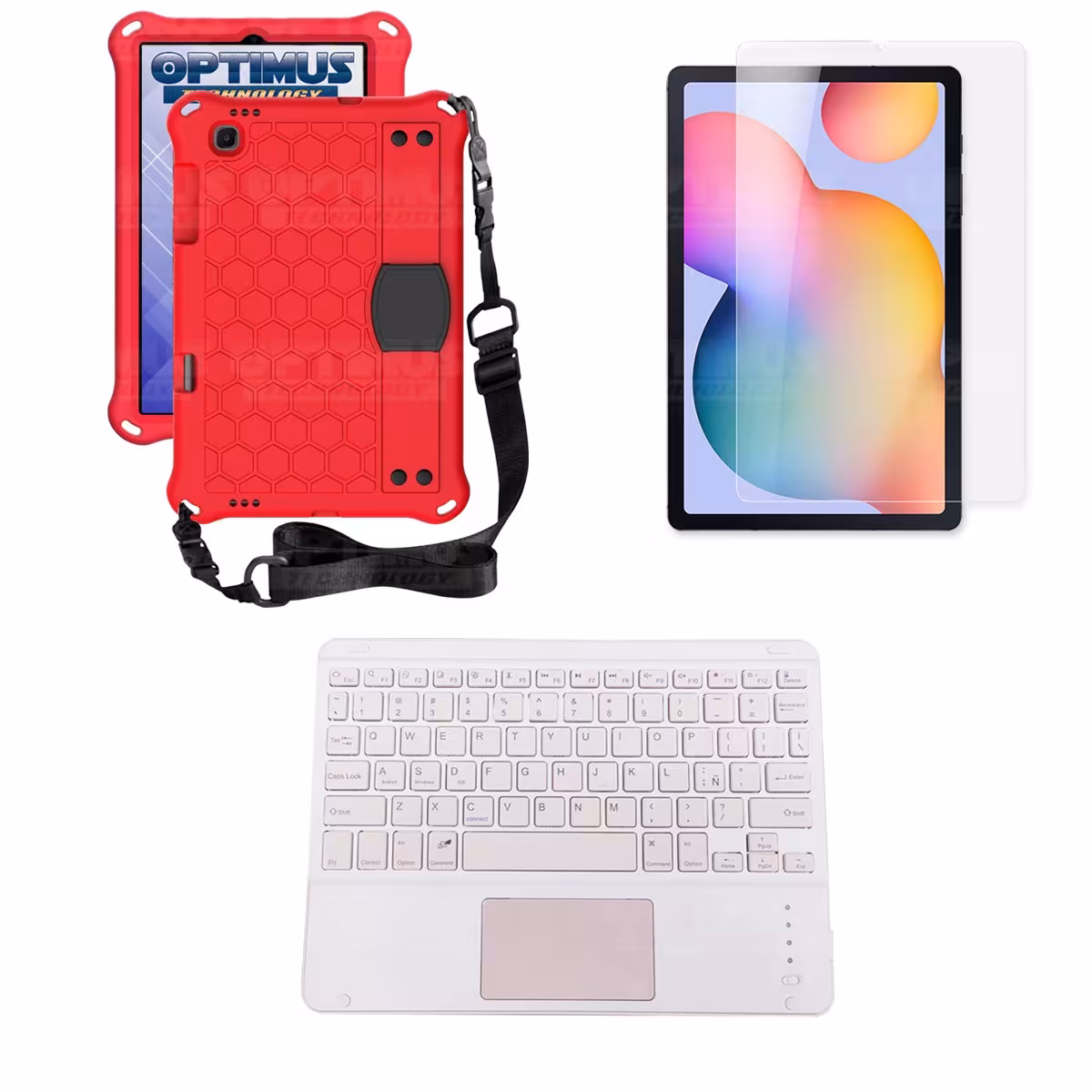 Kit Vidrio templado + Case Protector con correa + Teclado Touchpad Bluetooth Tablet Samsung Galaxy Tab S6 Lite 10.4 2022 P619
