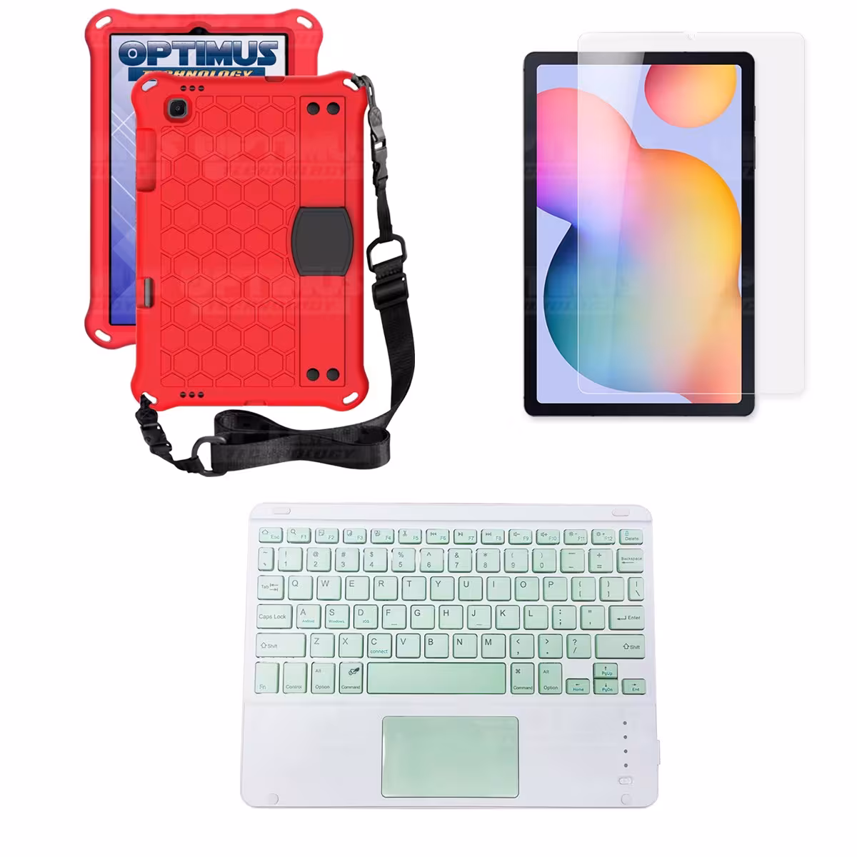 Kit Vidrio templado + Case Protector con correa + Teclado Touchpad Bluetooth Tablet Samsung Galaxy Tab S6 Lite 10.4 2022 P619