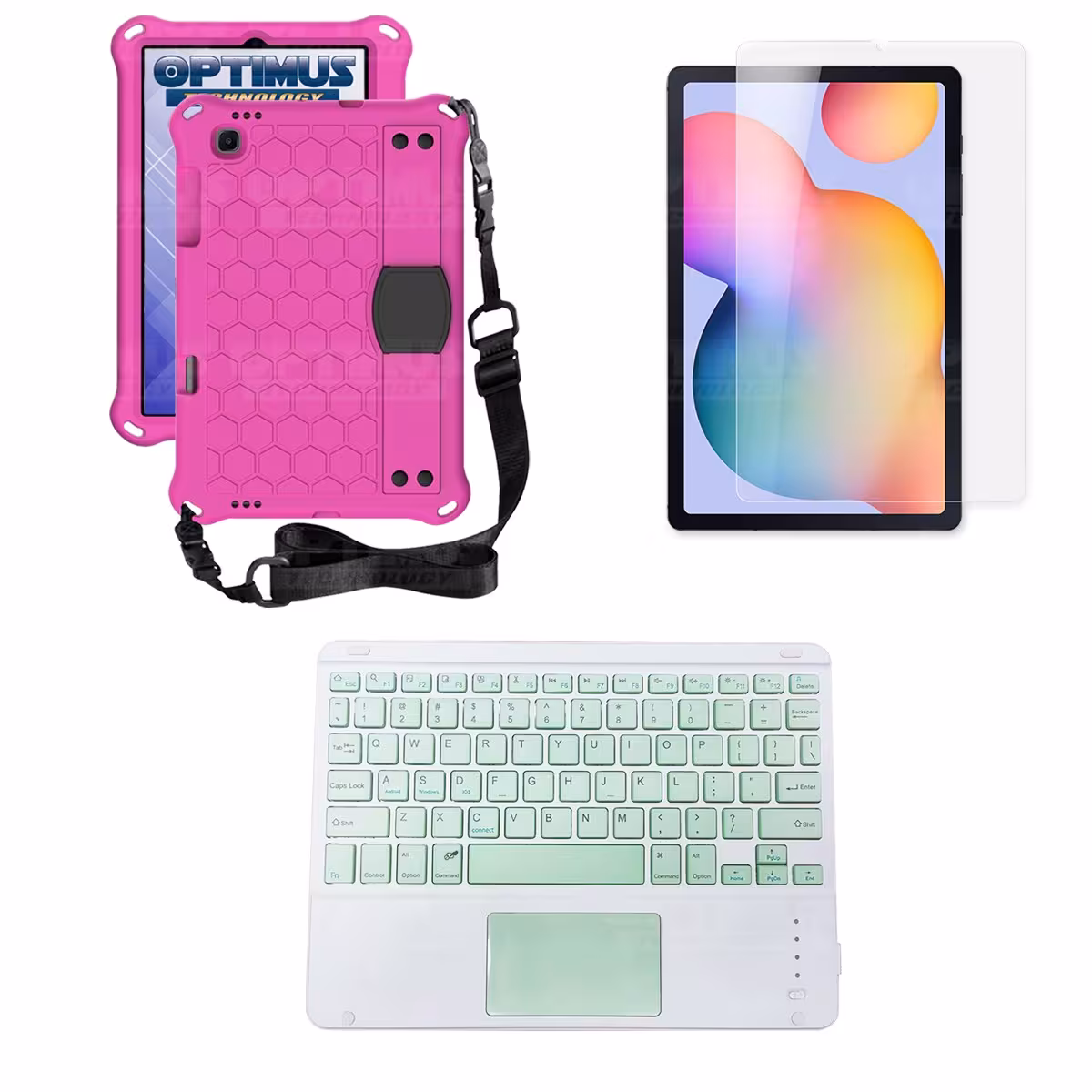 Kit Vidrio templado + Case Protector con correa + Teclado Touchpad Bluetooth Tablet Samsung Galaxy Tab S6 Lite 10.4 2022 P619