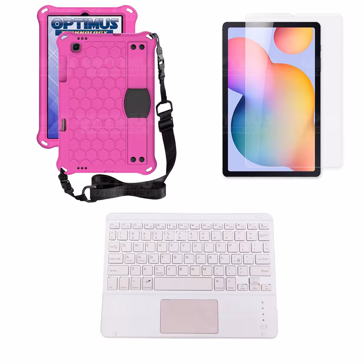 Kit Vidrio templado + Case Protector con correa + Teclado Touchpad Bluetooth Tablet Samsung Galaxy Tab S6 Lite 10.4 2022 P619