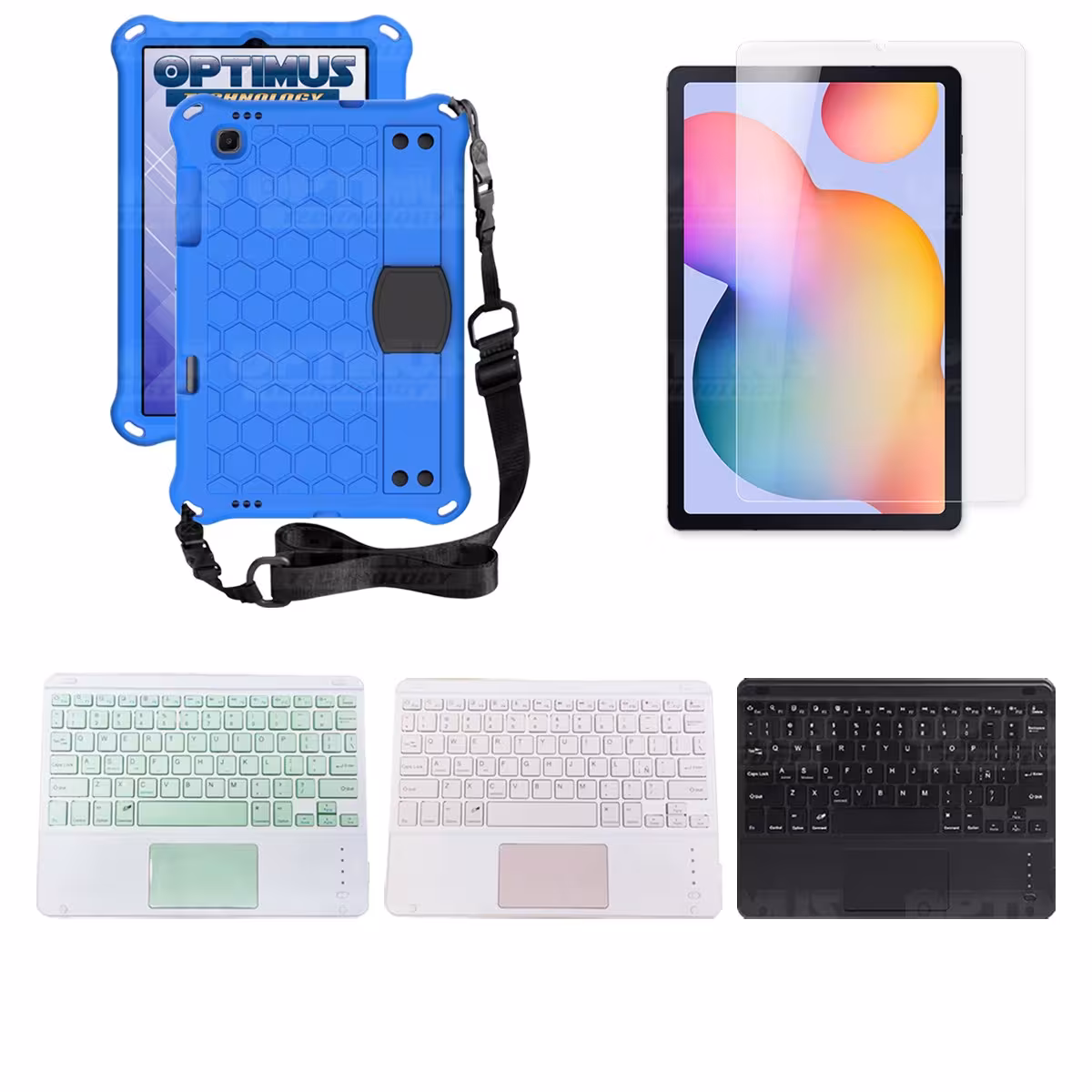 Kit Vidrio templado + Case Protector con correa + Teclado Touchpad Bluetooth Tablet Samsung Galaxy Tab S6 Lite 10.4 2022 P619