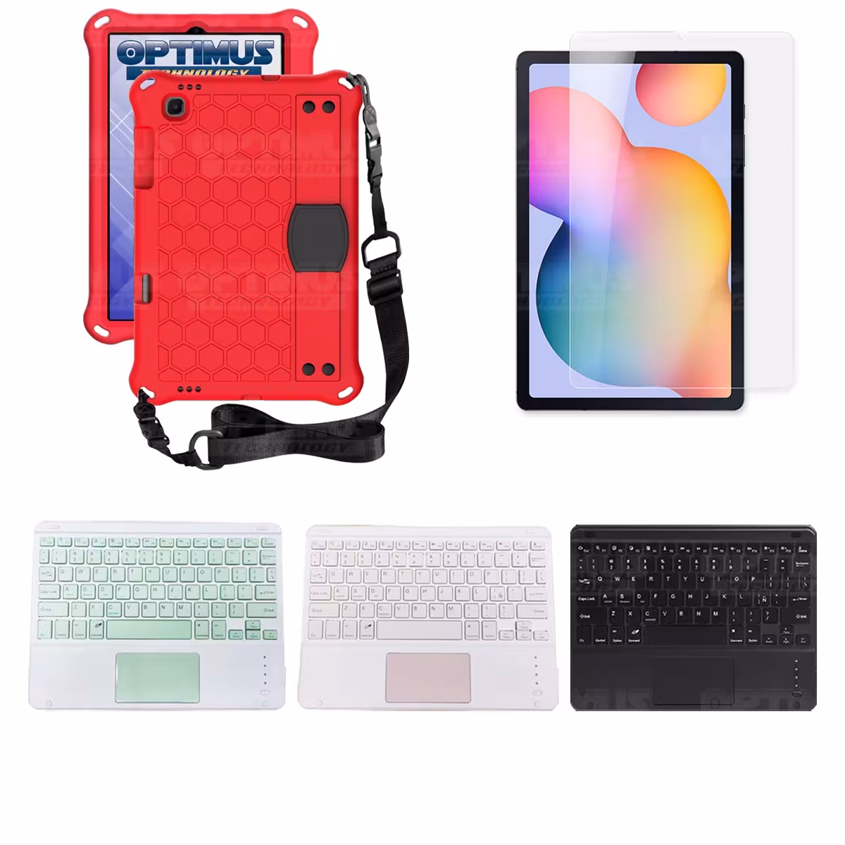 Kit Vidrio templado + Case Protector con correa + Teclado Touchpad Bluetooth Tablet Samsung Galaxy Tab S6 Lite 10.4 2022 P619