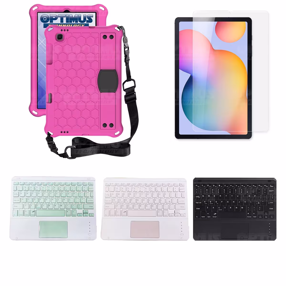 Kit Vidrio templado + Case Protector con correa + Teclado Touchpad Bluetooth Tablet Samsung Galaxy Tab S6 Lite 10.4 2022 P619