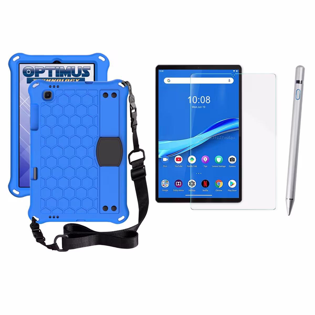 Kit Estuche Protector Correa + Vidrio Templado + Lápiz Digital para Tablet Lenovo M10 Plus Tb-x606f