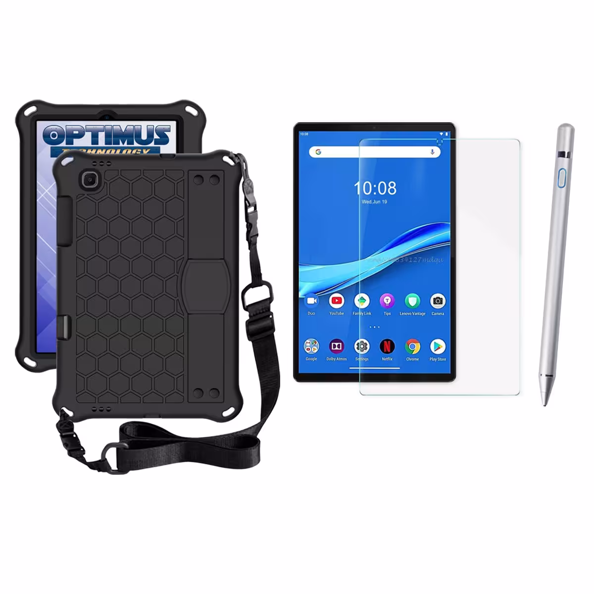 Kit Estuche Protector Correa + Vidrio Templado + Lápiz Digital para Tablet Lenovo M10 Plus Tb-x606f