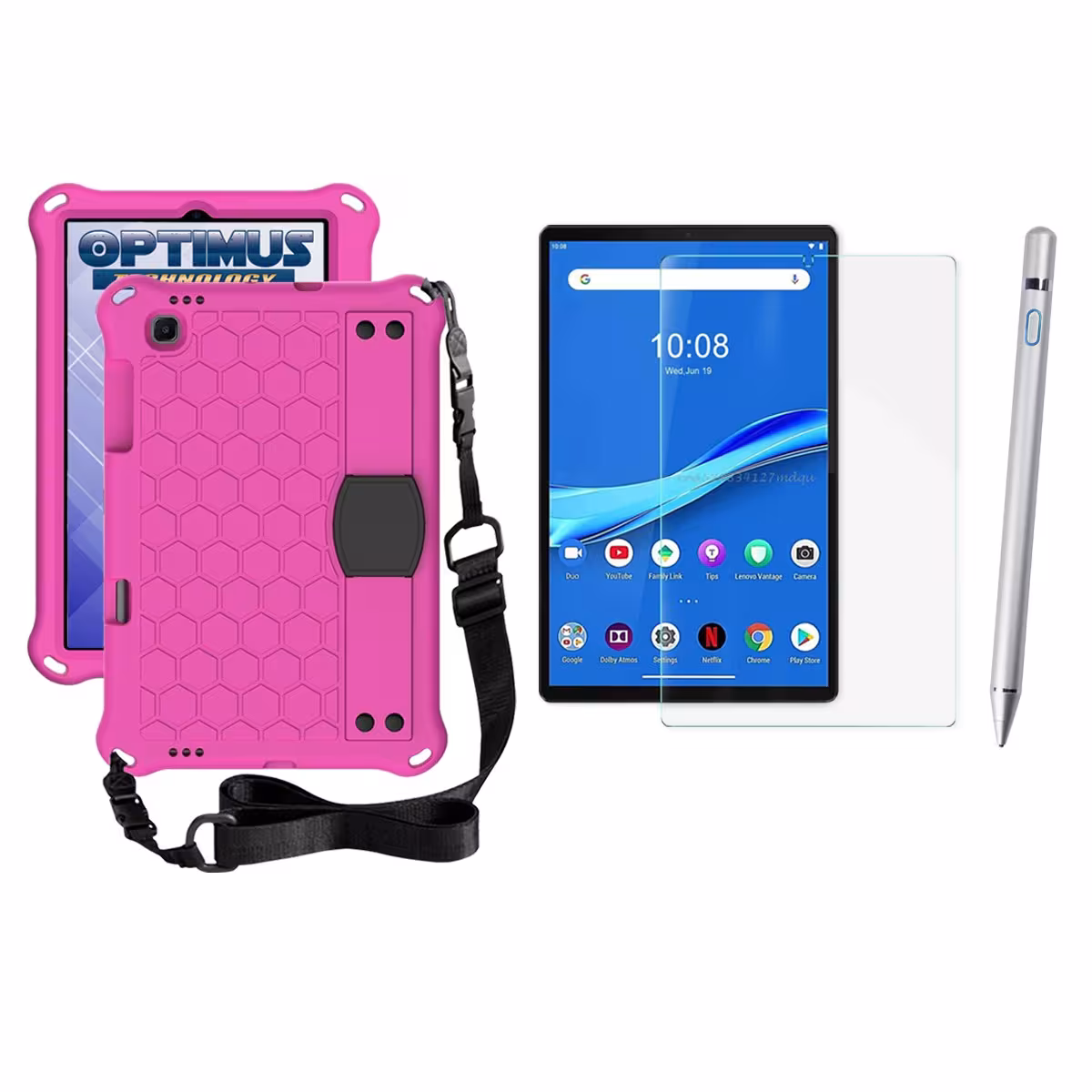 Kit Estuche Protector Correa + Vidrio Templado + Lápiz Digital para Tablet Lenovo M10 Plus Tb-x606f