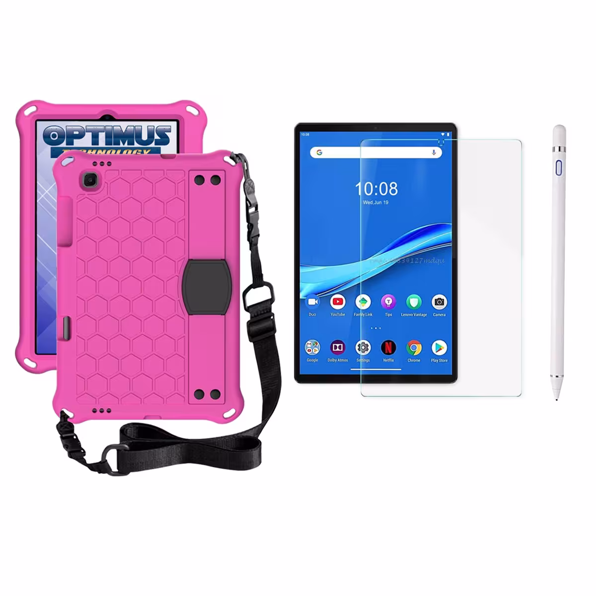 Kit Estuche Protector Correa + Vidrio Templado + Lápiz Digital para Tablet Lenovo M10 Plus Tb-x606f