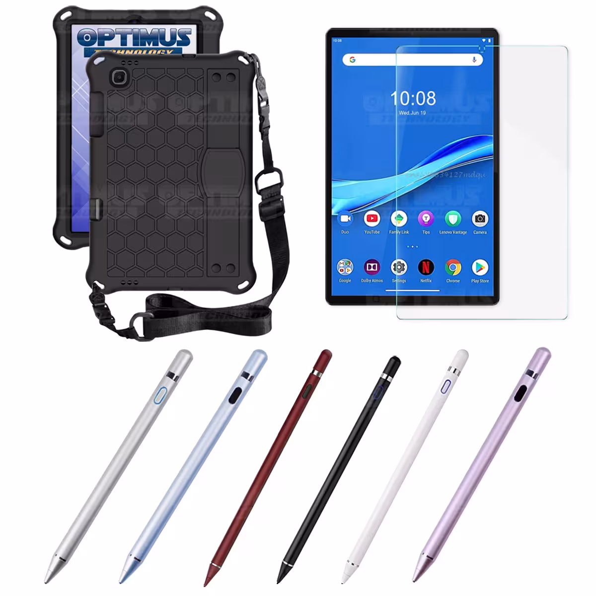 Kit Estuche Protector Correa + Vidrio Templado + Lápiz Digital para Tablet Lenovo M10 Plus Tb-x606f