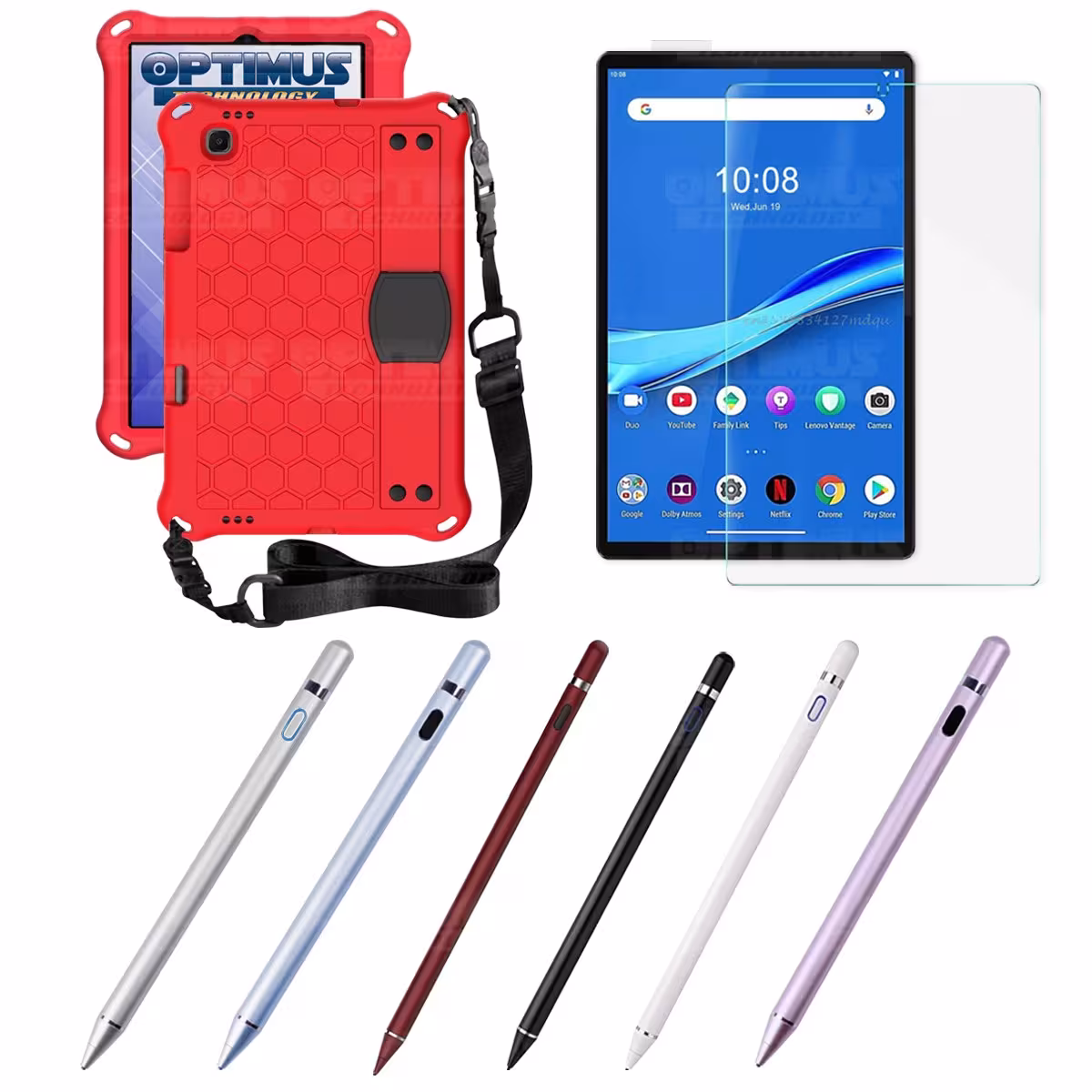 Kit Estuche Protector Correa + Vidrio Templado + Lápiz Digital para Tablet Lenovo M10 Plus Tb-x606f