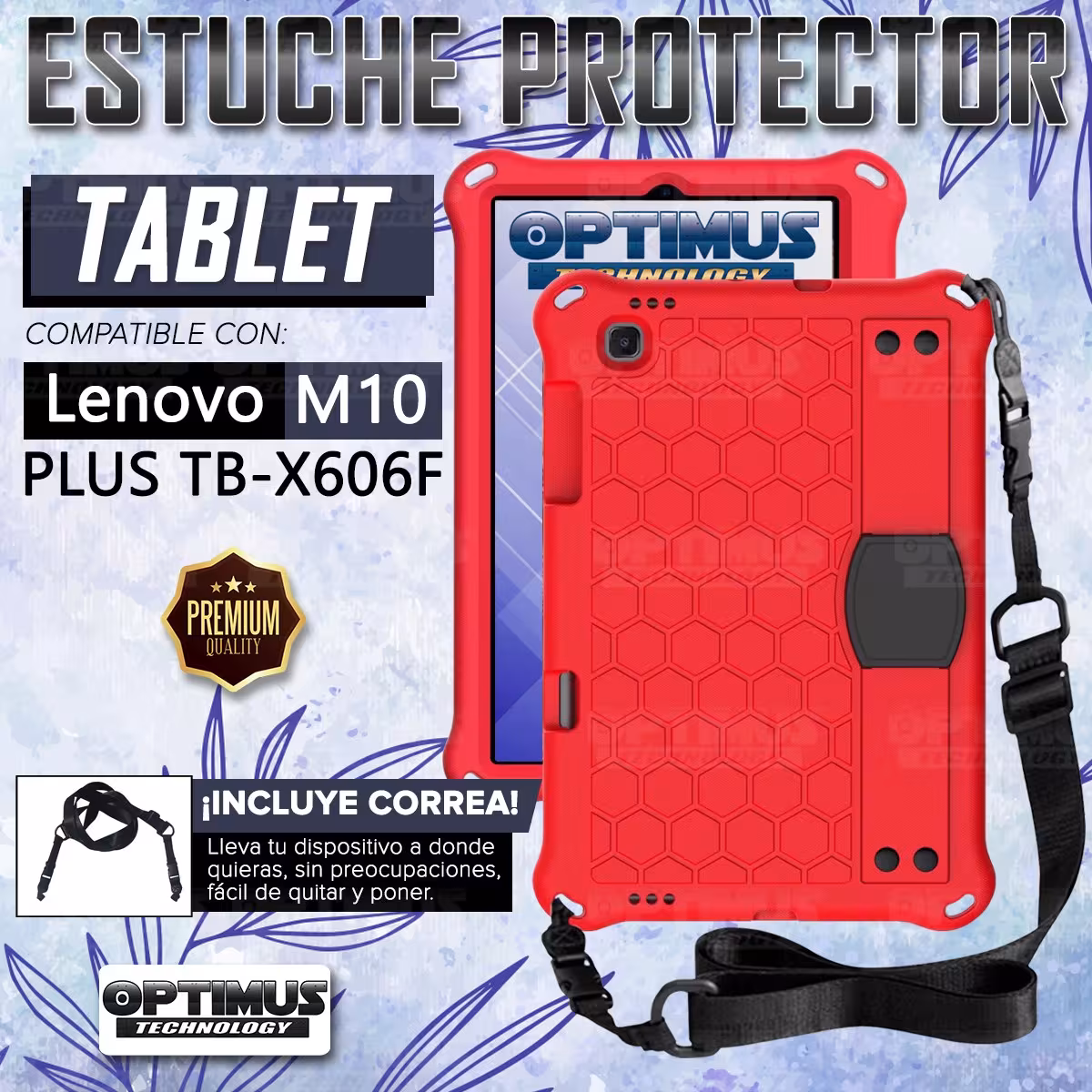 Kit Estuche Protector Correa + Vidrio Templado + Lápiz Digital para Tablet Lenovo M10 Plus Tb-x606f