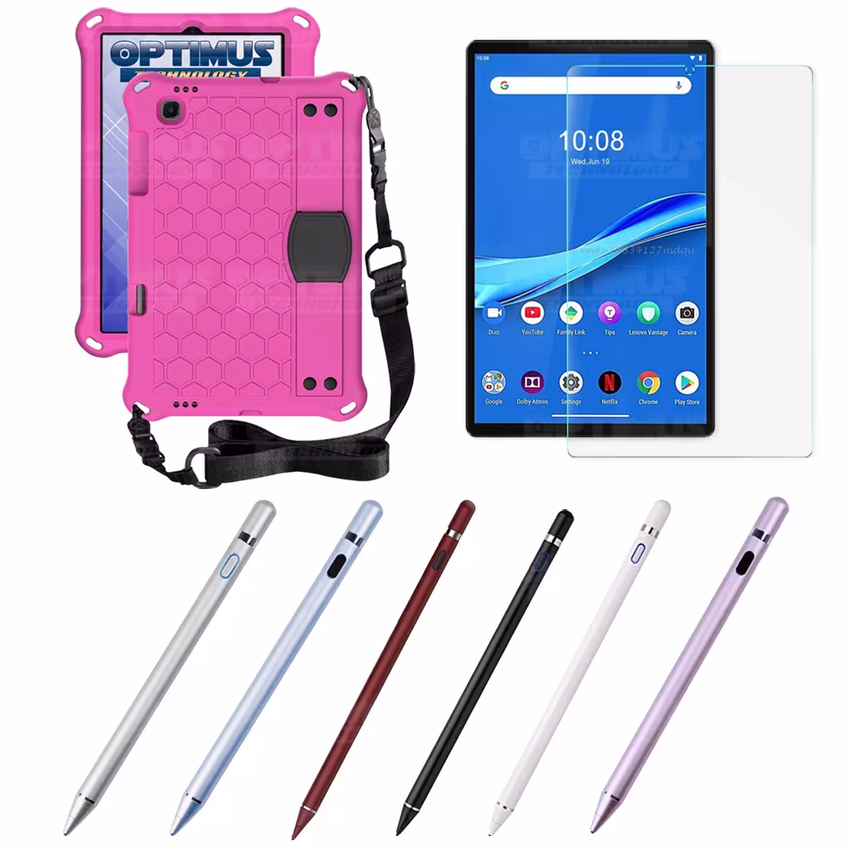 Kit Estuche Protector Correa + Vidrio Templado + Lápiz Digital para Tablet Lenovo M10 Plus Tb-x606f