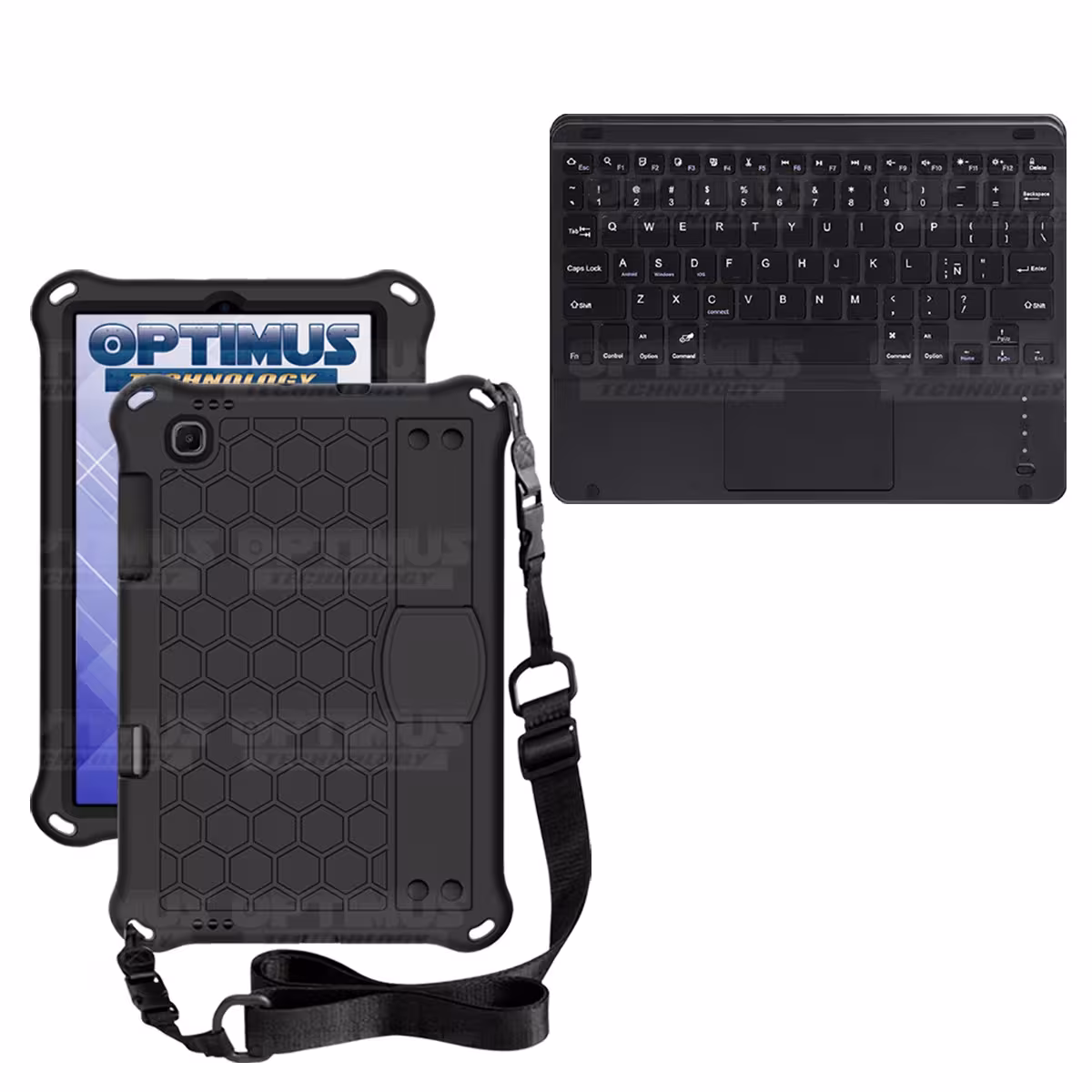 Kit Case Protector con correa + Teclado Mouse Touchpad Bluetooth para Tablet Lenovo M10 Plus Tb-x606f
