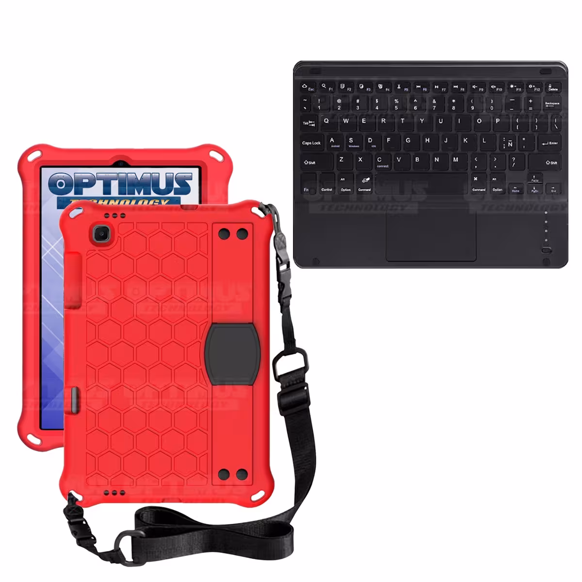Kit Case Protector con correa + Teclado Mouse Touchpad Bluetooth para Tablet Lenovo M10 Plus Tb-x606f