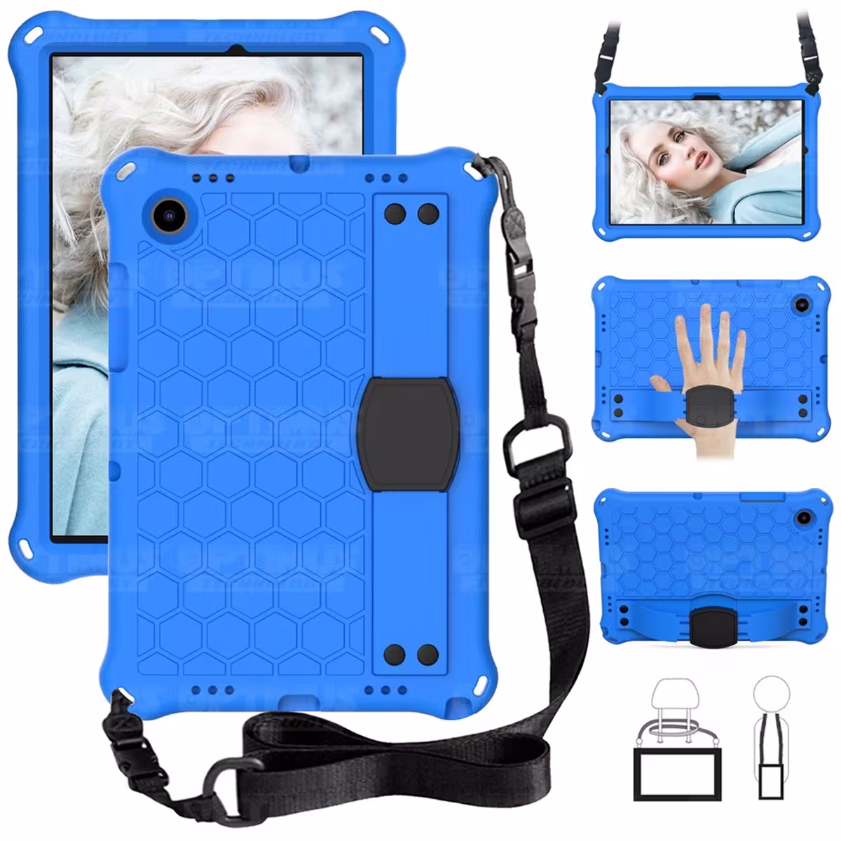 Kit Vidrio Cristal Templado Y Estuche Protector Anti golpes Correa para Tablet Samsung Galaxy Tab A8 10.5 2021 SM-x200 SM-x205