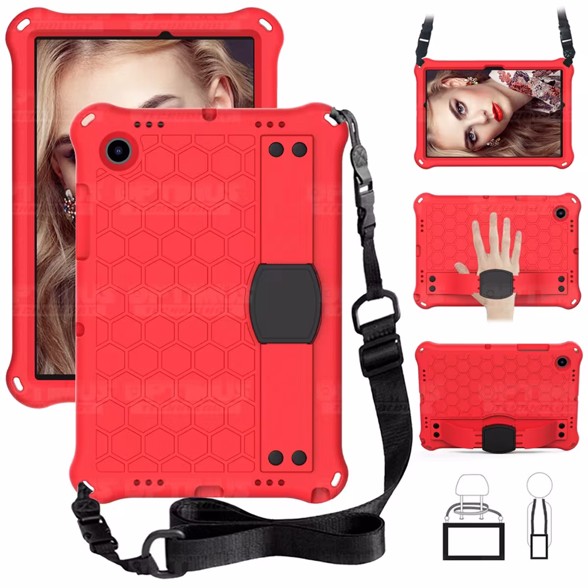 Kit Vidrio Cristal Templado Y Estuche Protector Anti golpes Correa para Tablet Samsung Galaxy Tab A8 10.5 2021 SM-x200 SM-x205