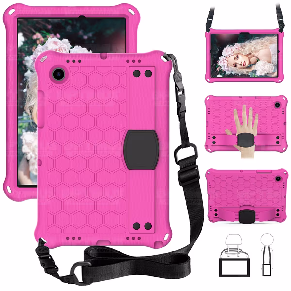 Kit Vidrio Cristal Templado Y Estuche Protector Anti golpes Correa para Tablet Samsung Galaxy Tab A8 10.5 2021 SM-x200 SM-x205