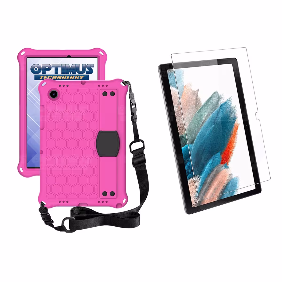 Kit Vidrio Cristal Templado Y Estuche Protector Anti golpes Correa para Tablet Samsung Galaxy Tab A8 10.5 2021 SM-x200 SM-x205