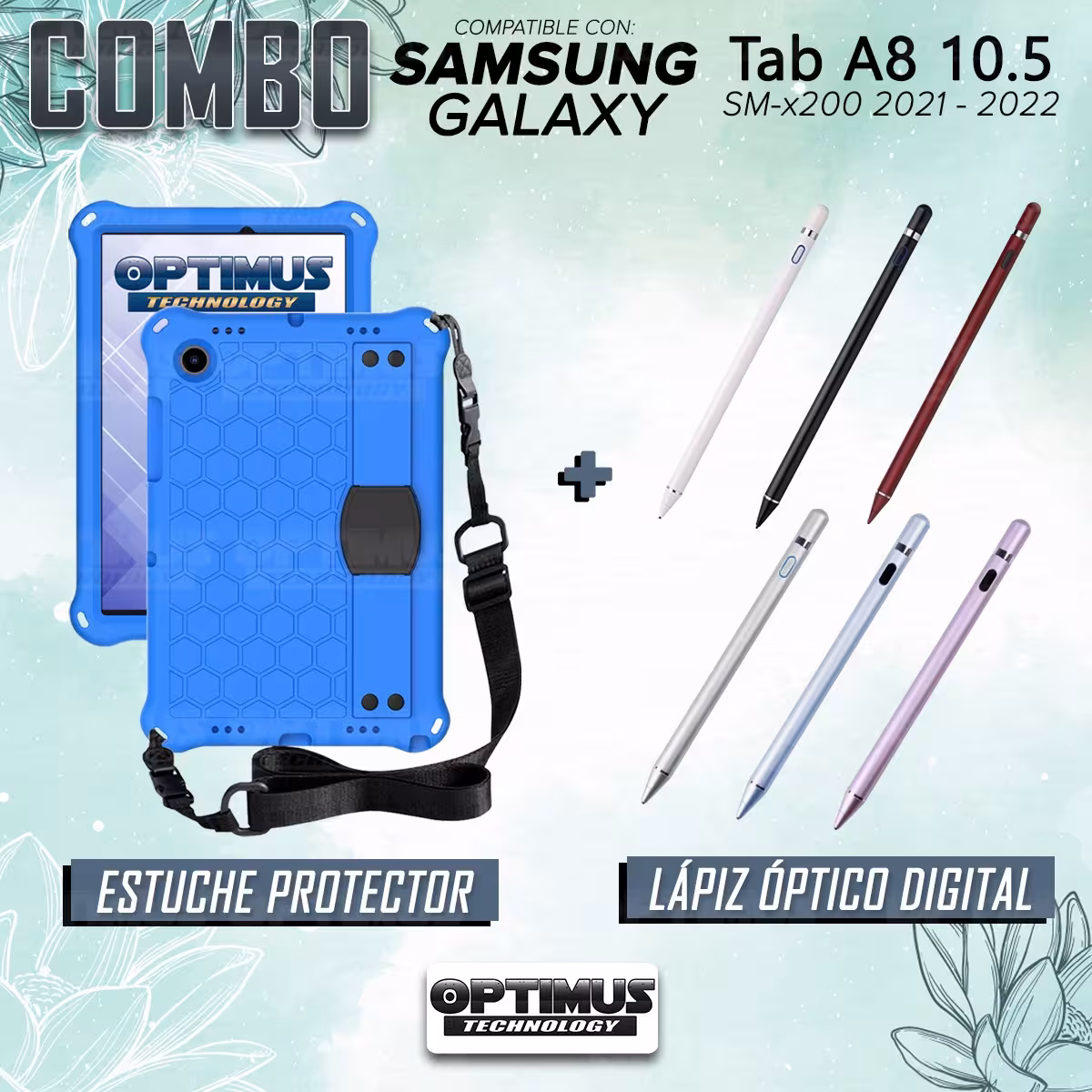 Kit Estuche Protector con Correa Y Lápiz Digital Stylus Pen para Tablet Samsung Galaxy Tab A8 10.5 2021 - 2022 SM-x200