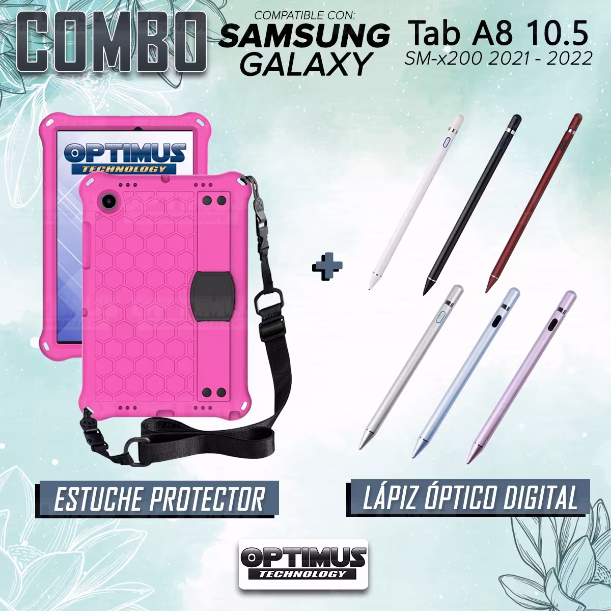 Kit Estuche Protector con Correa Y Lápiz Digital Stylus Pen para Tablet Samsung Galaxy Tab A8 10.5 2021 - 2022 SM-x200