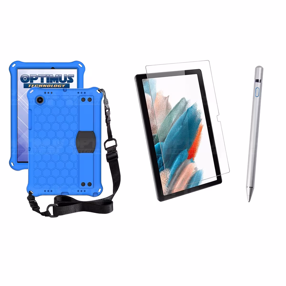 Kit Estuche Protector Correa + Vidrio Templado + Lápiz Digital para Tablet Samsung Galaxy Tab A8 10.5 2021 - 2022 SM-x205