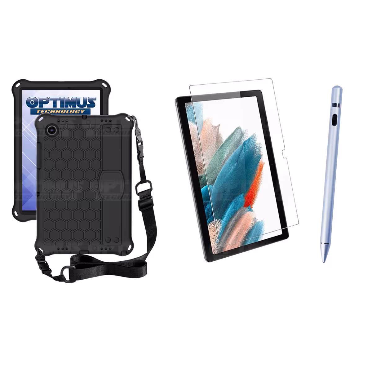 Kit Estuche Protector Correa + Vidrio Templado + Lápiz Digital para Tablet Samsung Galaxy Tab A8 10.5 2021 - 2022 SM-x205