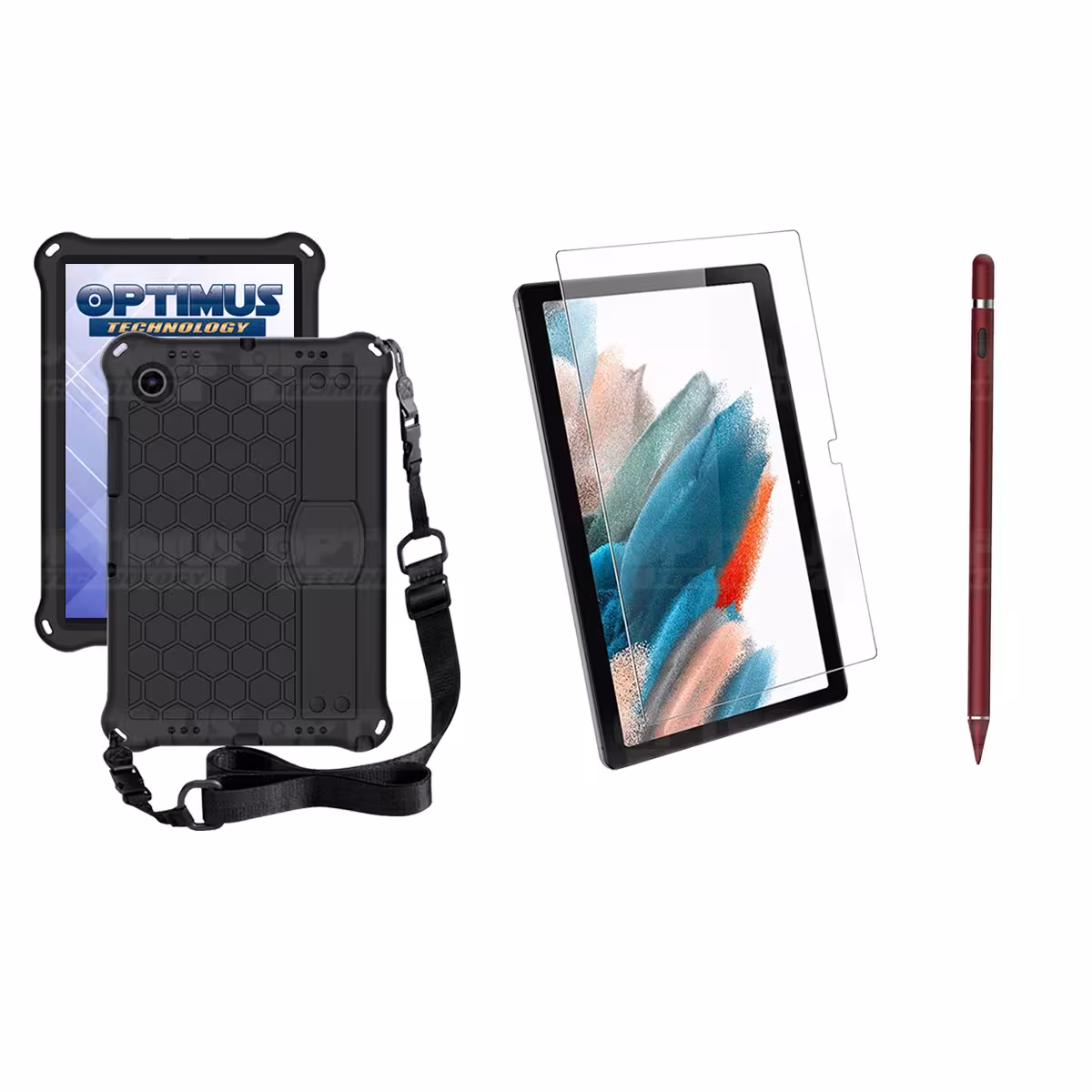 Kit Estuche Protector Correa + Vidrio Templado + Lápiz Digital para Tablet Samsung Galaxy Tab A8 10.5 2021 - 2022 SM-x205