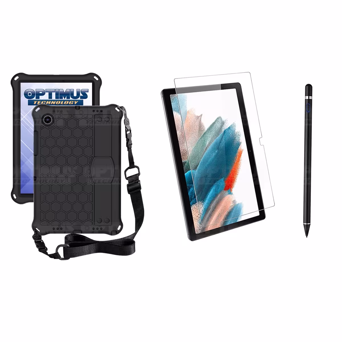Kit Estuche Protector Correa + Vidrio Templado + Lápiz Digital para Tablet Samsung Galaxy Tab A8 10.5 2021 - 2022 SM-x205