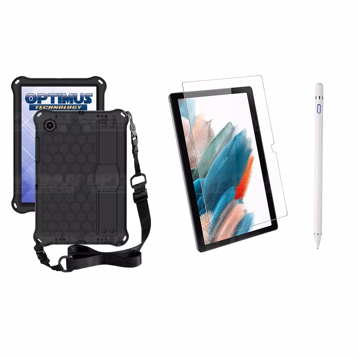Kit Estuche Protector Correa + Vidrio Templado + Lápiz Digital para Tablet Samsung Galaxy Tab A8 10.5 2021 - 2022 SM-x205