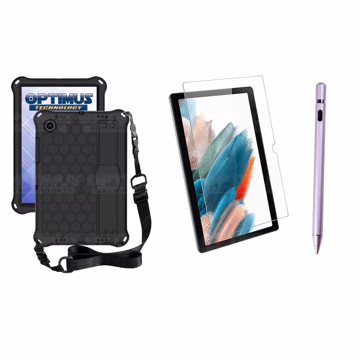 Kit Estuche Protector Correa + Vidrio Templado + Lápiz Digital para Tablet Samsung Galaxy Tab A8 10.5 2021 - 2022 SM-x205