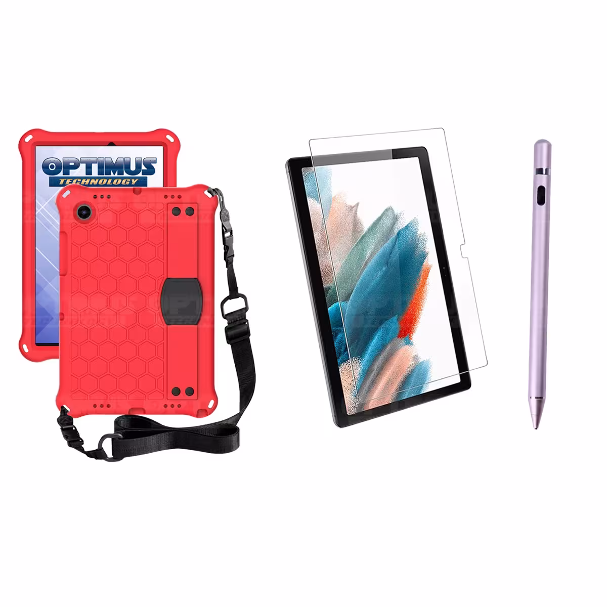 Kit Estuche Protector Correa + Vidrio Templado + Lápiz Digital para Tablet Samsung Galaxy Tab A8 10.5 2021 - 2022 SM-x205