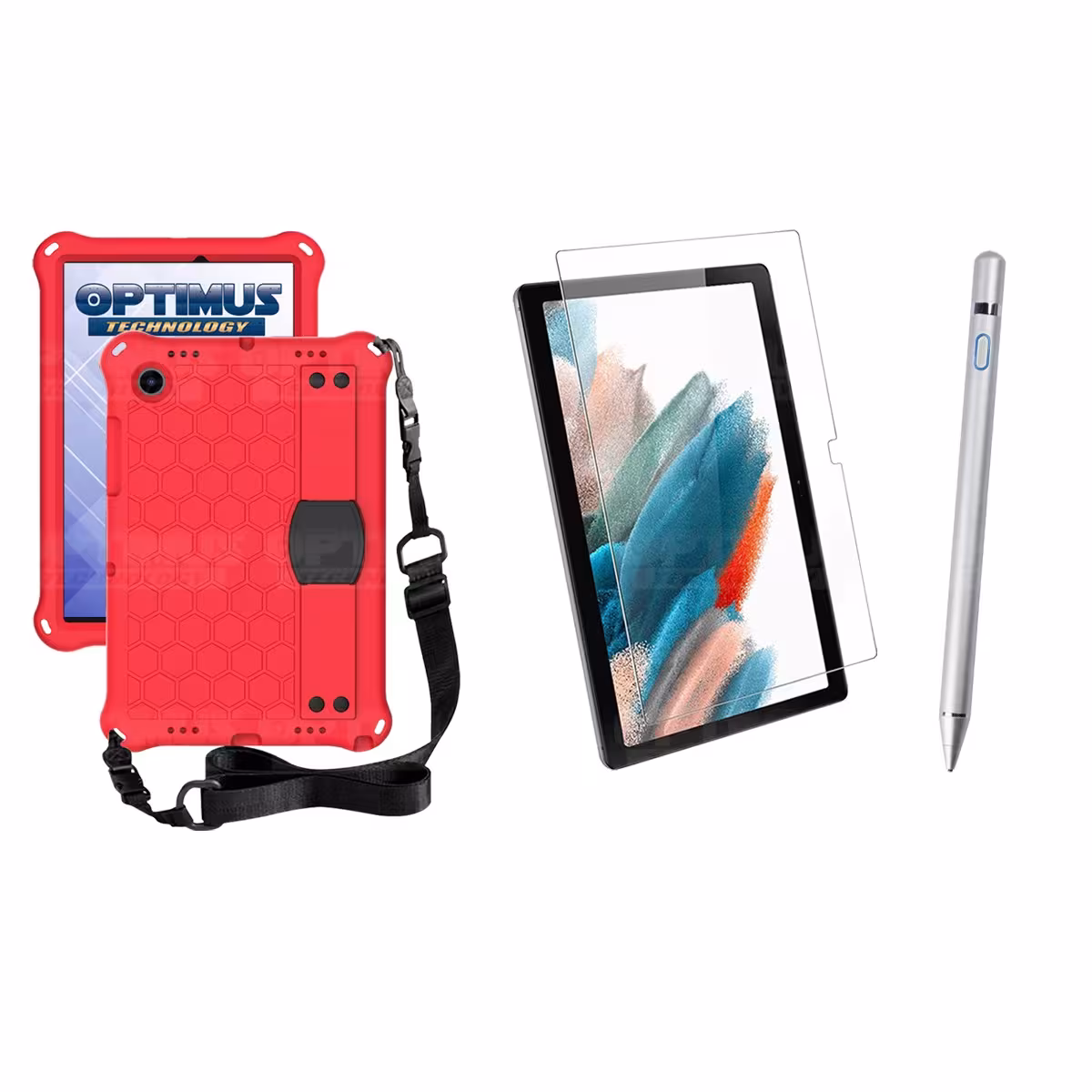 Kit Estuche Protector Correa + Vidrio Templado + Lápiz Digital para Tablet Samsung Galaxy Tab A8 10.5 2021 - 2022 SM-x205