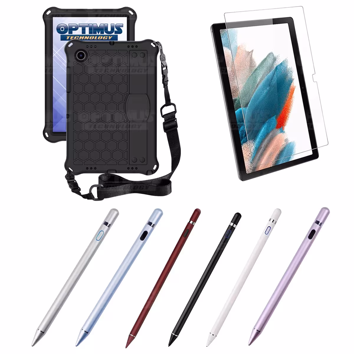 Kit Estuche Protector Correa + Vidrio Templado + Lápiz Digital para Tablet Samsung Galaxy Tab A8 10.5 2021 - 2022 SM-x205