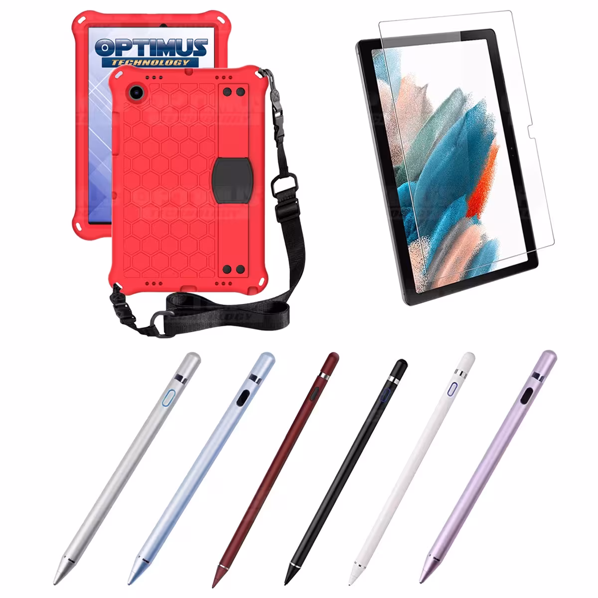 Kit Estuche Protector Correa + Vidrio Templado + Lápiz Digital para Tablet Samsung Galaxy Tab A8 10.5 2021 - 2022 SM-x205