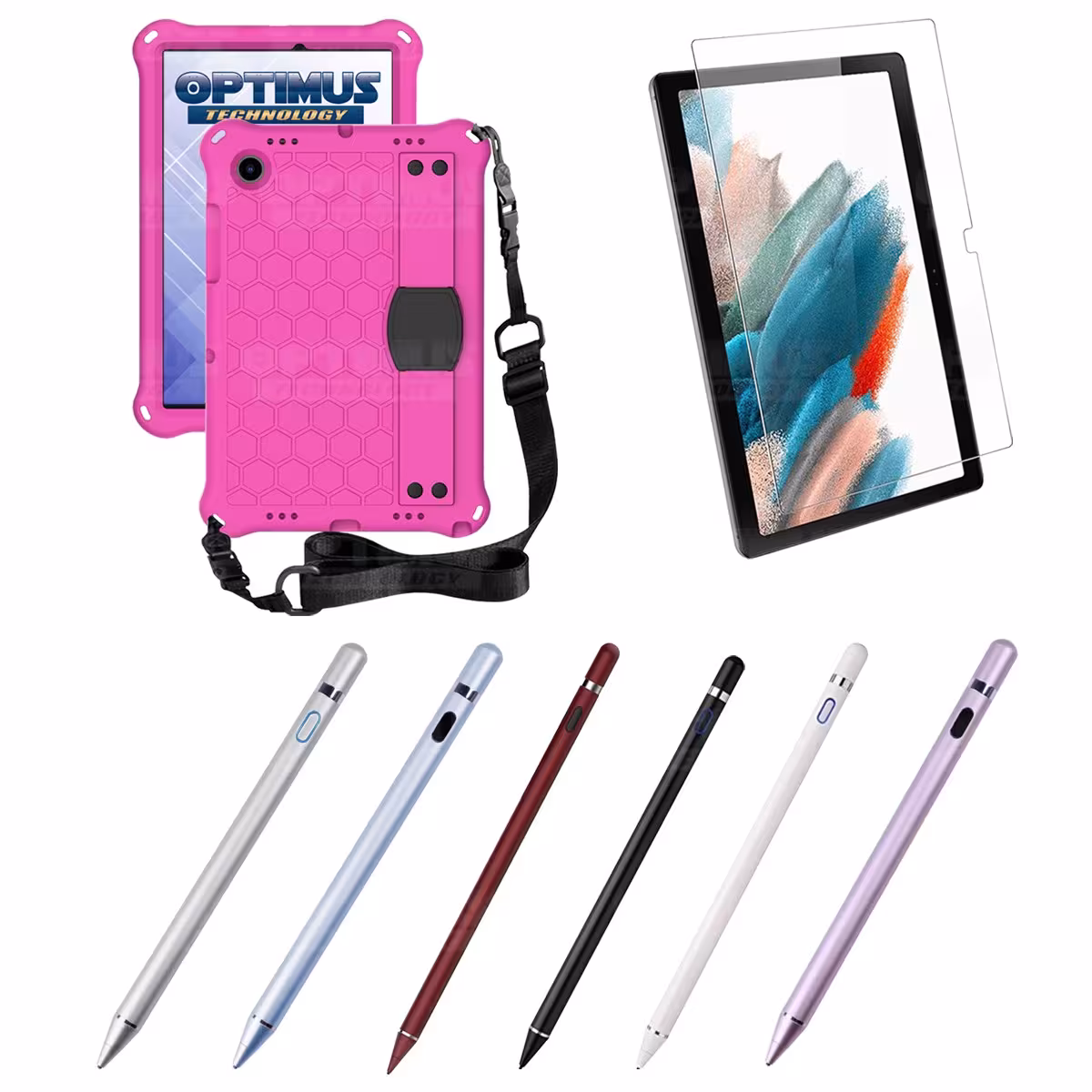 Kit Estuche Protector Correa + Vidrio Templado + Lápiz Digital para Tablet Samsung Galaxy Tab A8 10.5 2021 - 2022 SM-x205
