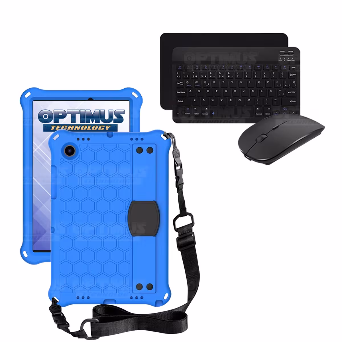 Kit Case Forro Protector con correa + Teclado y Mouse Bluetooth para Tablet Samsung Galaxy Tab A8 10.5 2021 - 2022 SM-x200