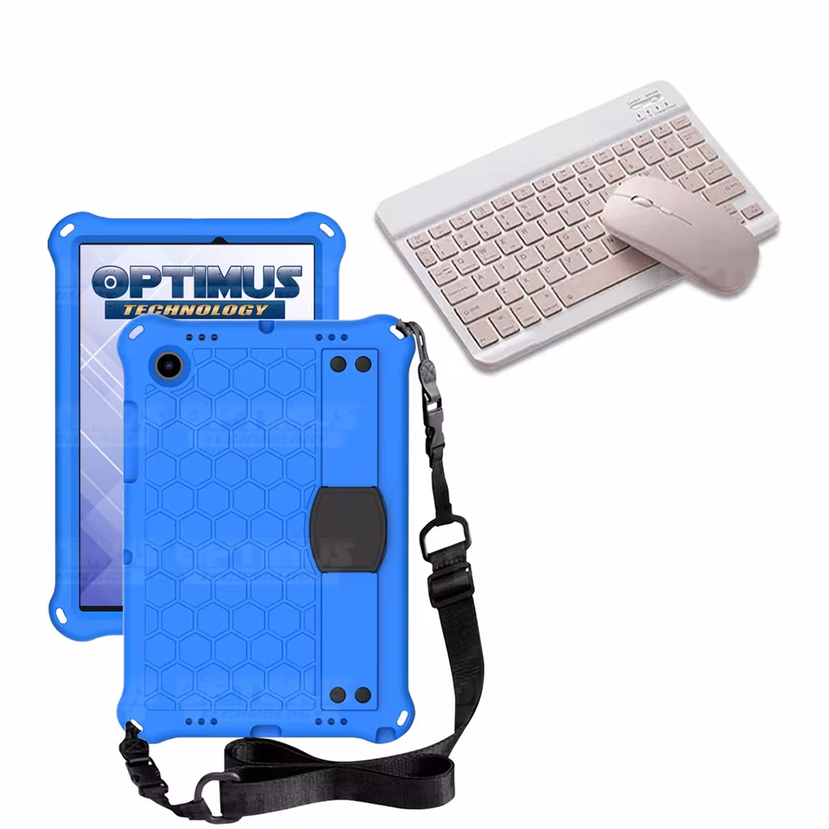 Kit Case Forro Protector con correa + Teclado y Mouse Bluetooth para Tablet Samsung Galaxy Tab A8 10.5 2021 - 2022 SM-x200
