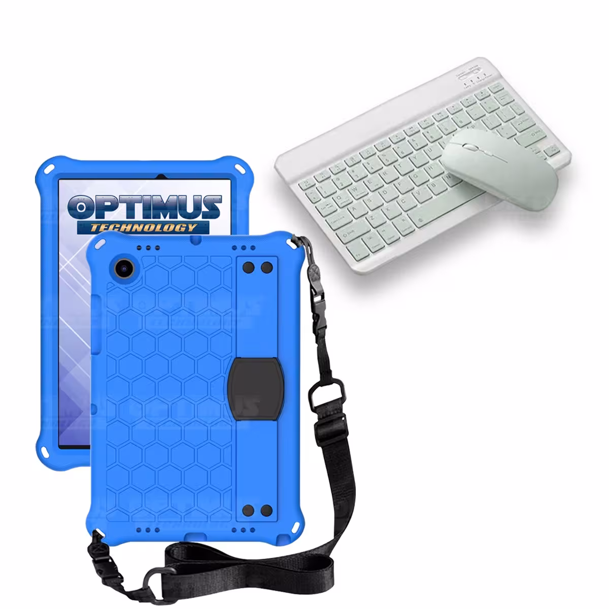 Kit Case Forro Protector con correa + Teclado y Mouse Bluetooth para Tablet Samsung Galaxy Tab A8 10.5 2021 - 2022 SM-x200