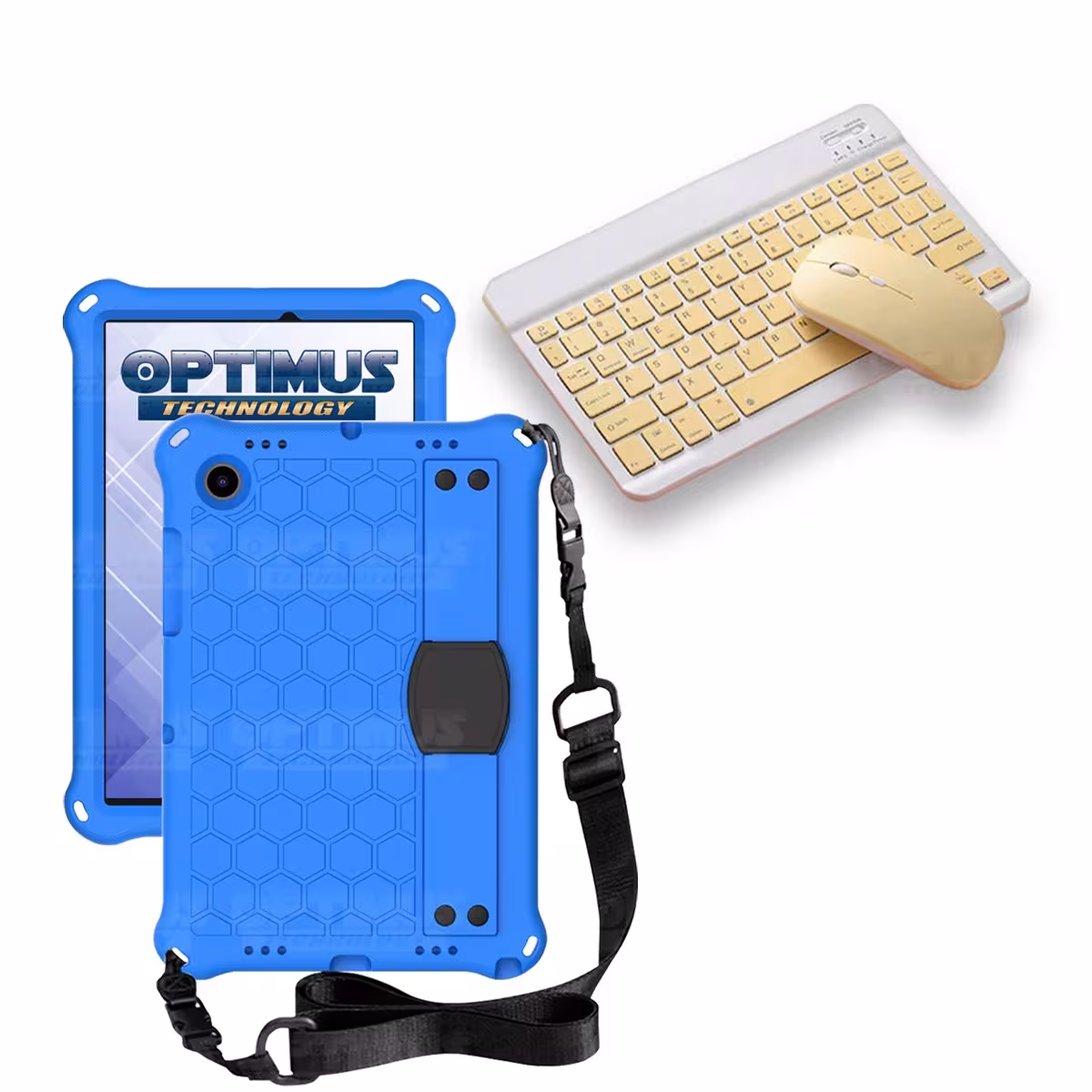 Kit Case Forro Protector con correa + Teclado y Mouse Bluetooth para Tablet Samsung Galaxy Tab A8 10.5 2021 - 2022 SM-x200