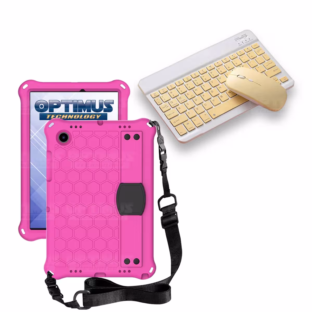 Kit Case Forro Protector con correa + Teclado y Mouse Bluetooth para Tablet Samsung Galaxy Tab A8 10.5 2021 - 2022 SM-x200