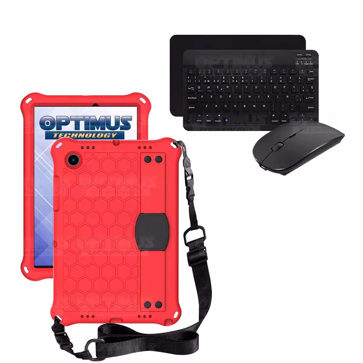 Kit Case Forro Protector con correa + Teclado y Mouse Bluetooth para Tablet Samsung Galaxy Tab A8 10.5 2021 - 2022 SM-x200