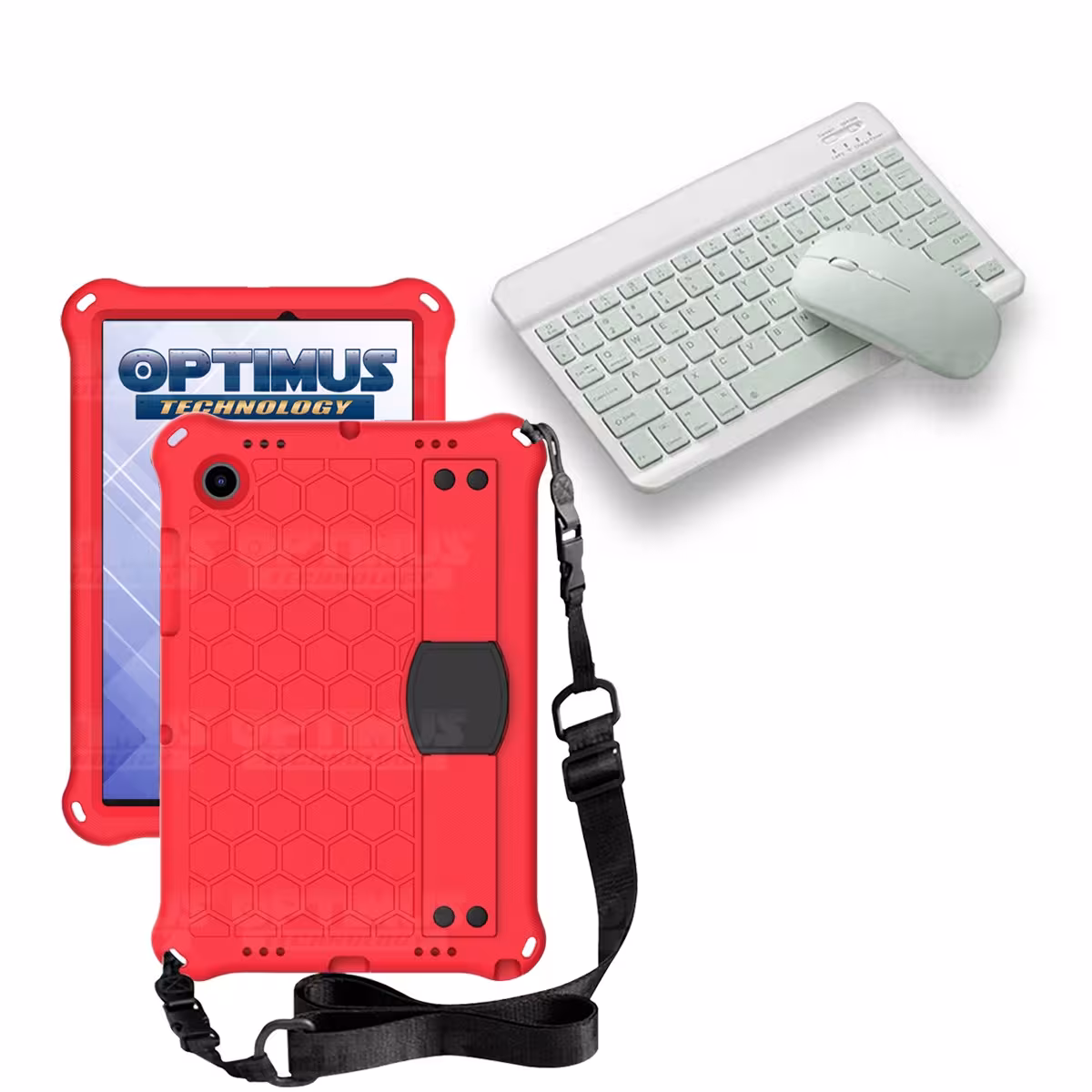 Kit Case Forro Protector con correa + Teclado y Mouse Bluetooth para Tablet Samsung Galaxy Tab A8 10.5 2021 - 2022 SM-x200