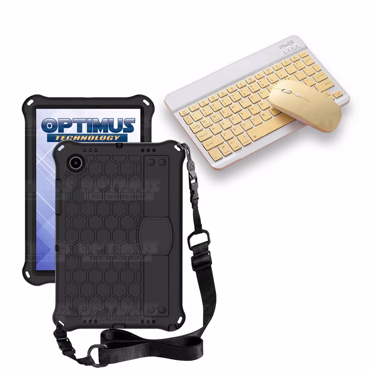 Kit Case Forro Protector con correa + Teclado y Mouse Bluetooth para Tablet Samsung Galaxy Tab A8 10.5 2021 - 2022 SM-x200