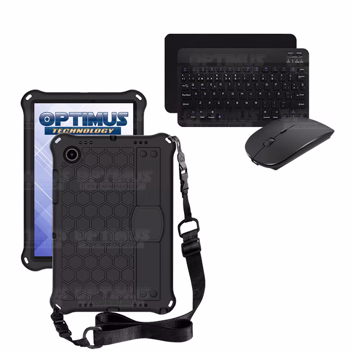 Kit Case Forro Protector con correa + Teclado y Mouse Bluetooth para Tablet Samsung Galaxy Tab A8 10.5 2021 - 2022 SM-x200