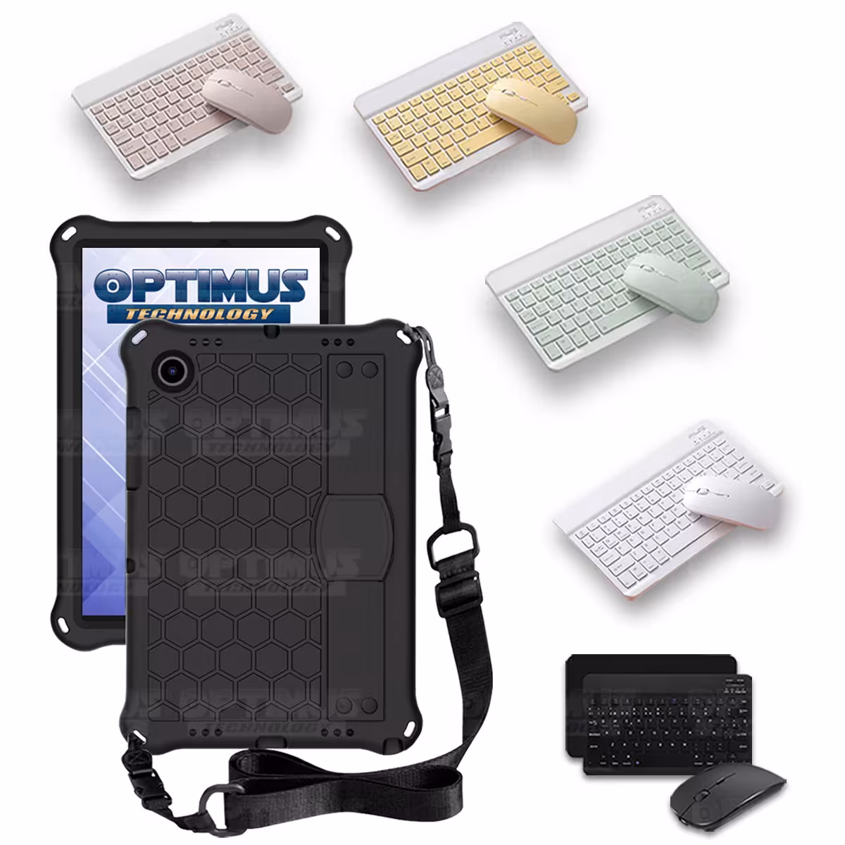 Kit Case Forro Protector con correa + Teclado y Mouse Bluetooth para Tablet Samsung Galaxy Tab A8 10.5 2021 - 2022 SM-x200