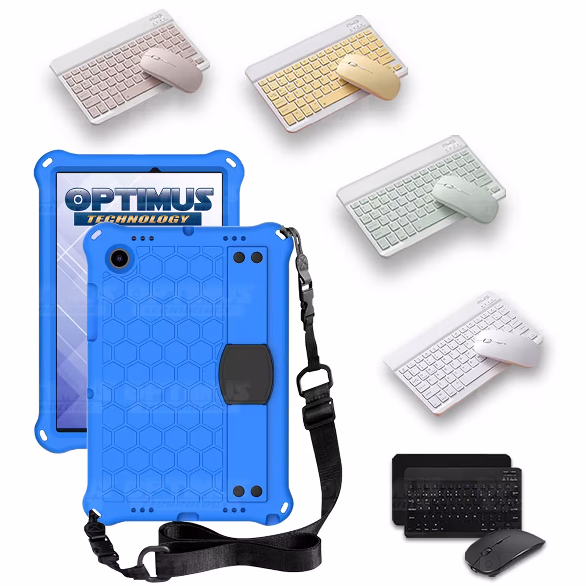 Kit Case Forro Protector con correa + Teclado y Mouse Bluetooth para Tablet Samsung Galaxy Tab A8 10.5 2021 - 2022 SM-x200