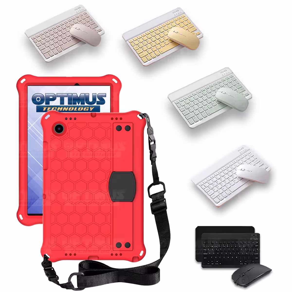 Kit Case Forro Protector con correa + Teclado y Mouse Bluetooth para Tablet Samsung Galaxy Tab A8 10.5 2021 - 2022 SM-x200